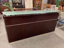 Load image into Gallery viewer, R295 7’ x 24” Mahogany/Glass Reception Used Desk $649.98 - 1 Only