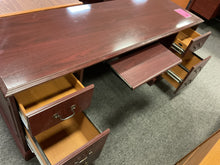 Load image into Gallery viewer, R661 24”x 72” Mahogany Used Credenza Desk w2 Files $199.98 - 1 Only