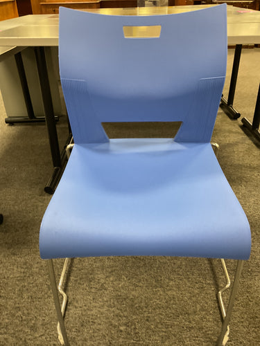 R4559 Blue/Chrome Plastic Stackable Used Chair $49.98 - 1 Only!