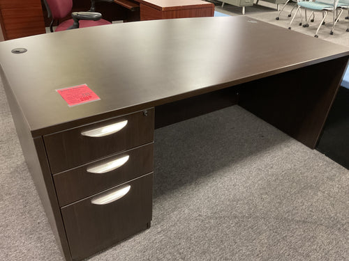 R7105 42”x 71” Espresso Lam Bow Front Used Desk w/1 File $299.98 - 1 Only
