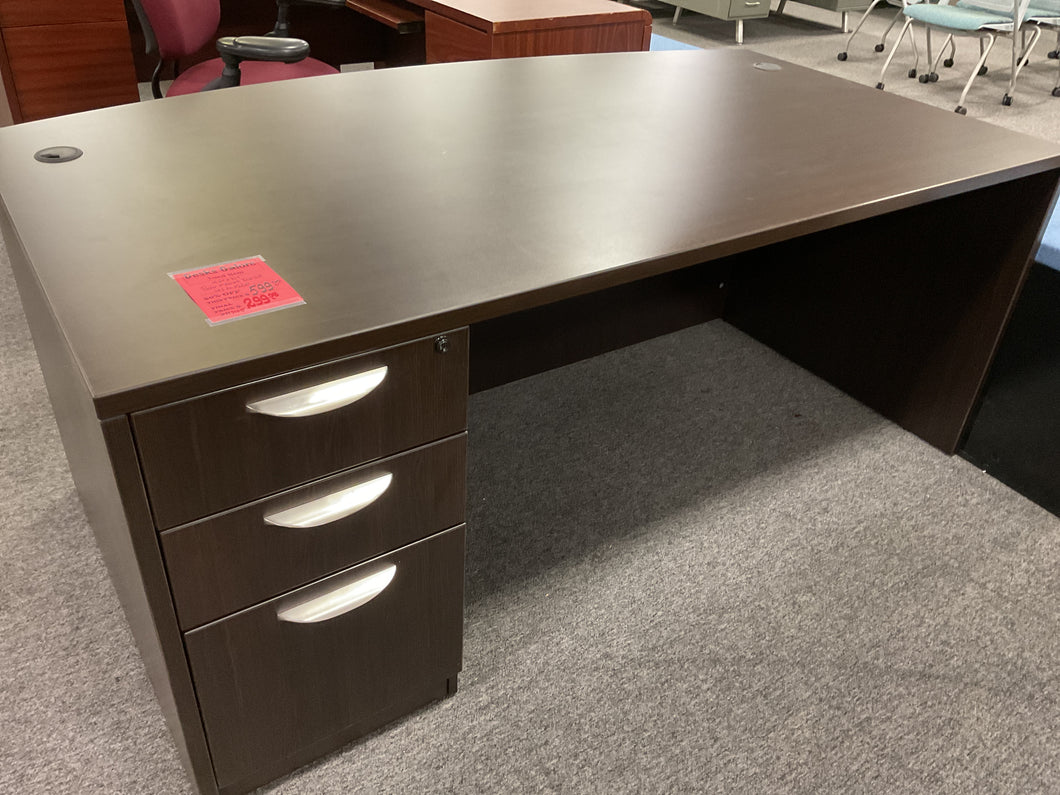 R7105 42”x 71” Espresso Lam Bow Front Used Desk w/1 File $299.98 - 1 Only