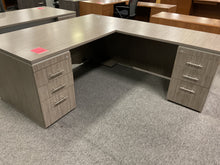 Load image into Gallery viewer, R1101 36”x 72” Gray Lam L-Shaped Used Desk w/2 Files $699.98 - 1 Only!