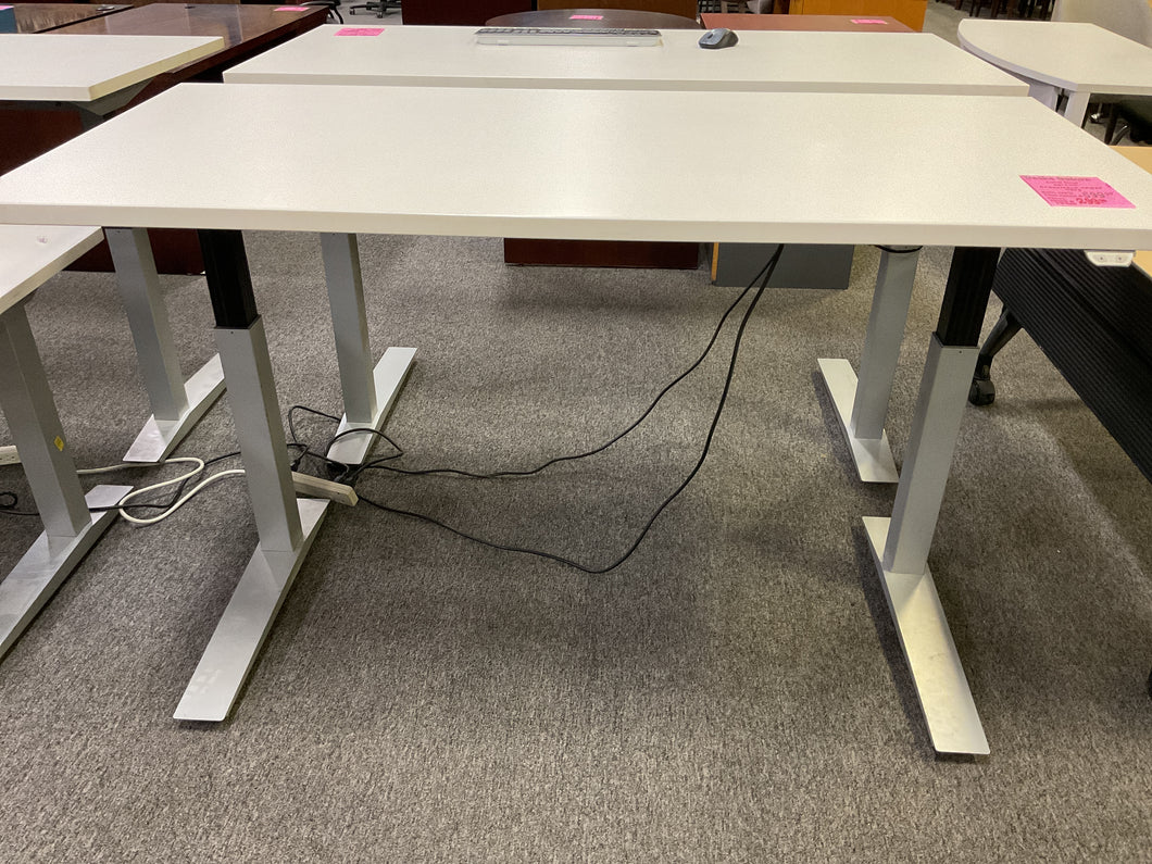 R608 29”x 64” White Lam Power Adjustable Used Desk $299.98