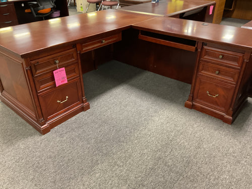 R66 72”x 36” Cherry L-Shaped Used Desk w/2 Files $449.98 - 1 Only