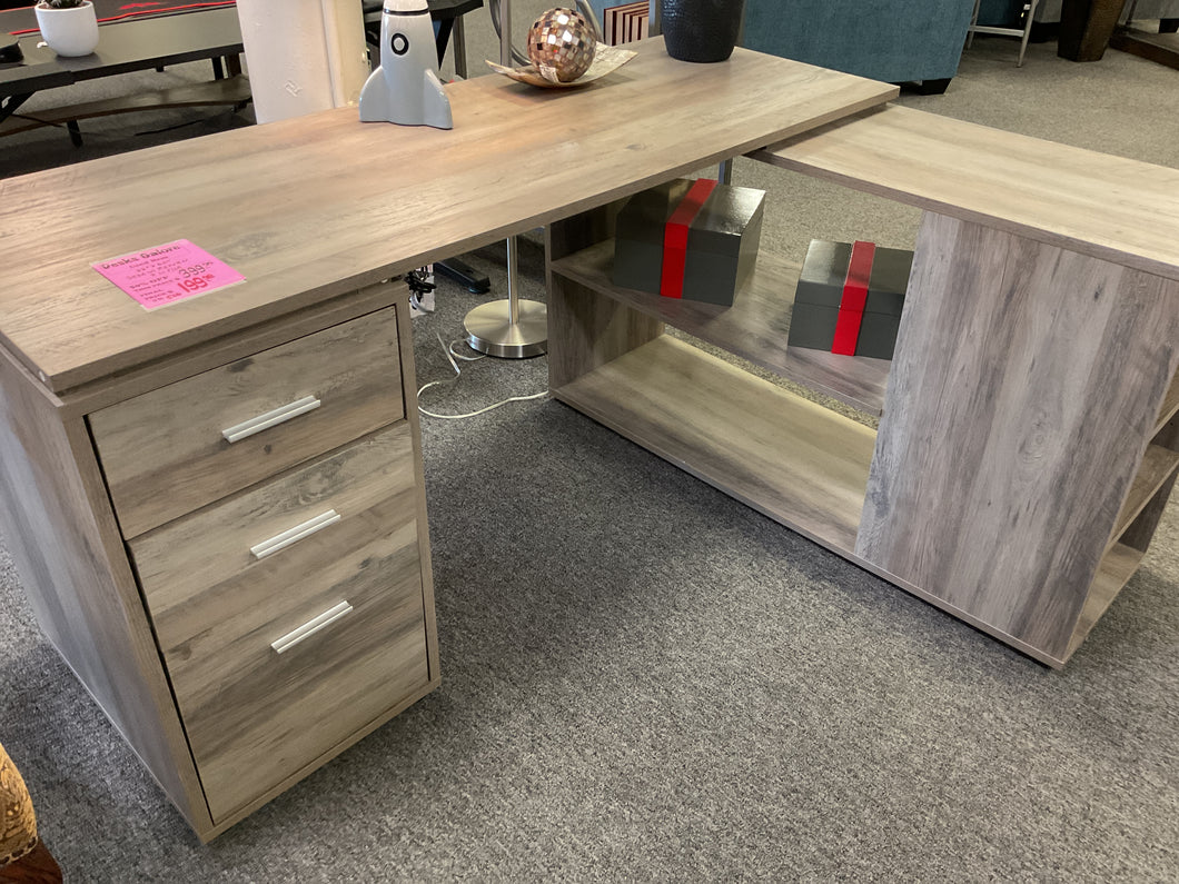 R506 22”x 60” Gray L-Shaped Used Desk w/Bookshelf $199.98 - 1 Only