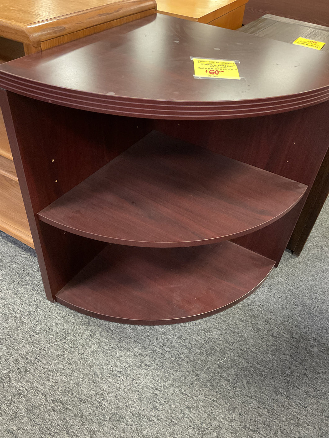 R90 24”x 24” Mahogany Corner Used Bookcase $60.00 - 1 Only