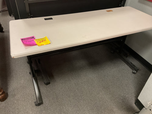 R15 24”x 60” White Fold up Used Table w/casters $49.98