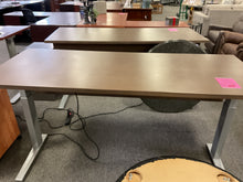Load image into Gallery viewer, R772 29”x 72” Light Brown Lam Power Adjustable Used Desk $449.98 - 1 Only!