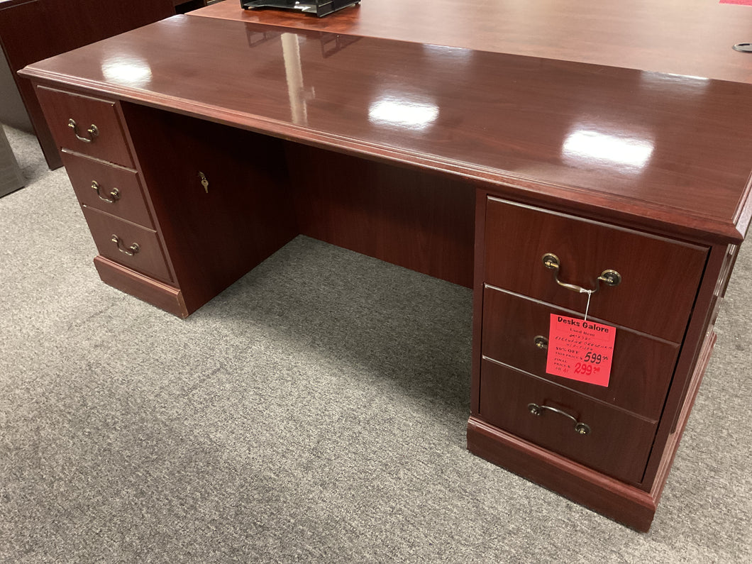 R41 24”x 72” Mahogany Used Credenza Desk w2 Files $299.98 - 1 Only