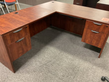 Load image into Gallery viewer, R9015 Cherry Lam L-Shaped Used Desk w/2 Files $649.98 - 1 Only