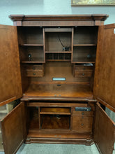 Load image into Gallery viewer, R7707 48”x 76” Mahogany Bassett Computer Used Desk Armoire $399.98 - 1 Only