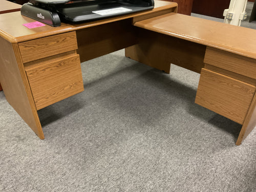 R601 30”x 60” Oak L-shaped Used Desk $148.00 - 1 Only
