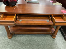 Load image into Gallery viewer, R3371 20”x 60” Cherry Console Used Table w/Storage Drawers $149.98 - 1 Only
