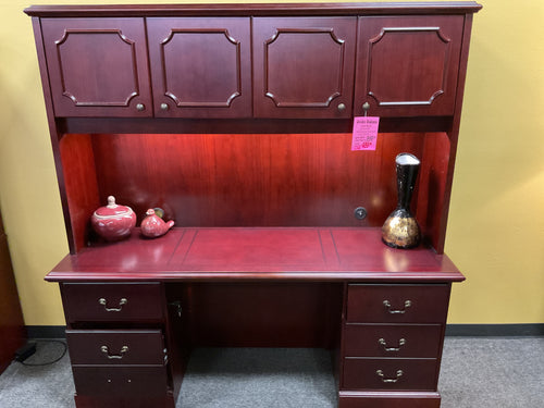 R903 23”x 72” Mahogany Used Credenza Desk w/Hutch/2 Files $499.98 - 1 Only