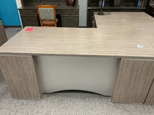 Load image into Gallery viewer, R1101 36”x 72” Gray Lam L-Shaped Used Desk w/2 Files $699.98 - 1 Only!