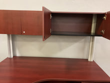 Load image into Gallery viewer, R9919 30”x 72” Cherry L-Shaped Used Desk w/Hutch/1 File $249.98 - 1 Only