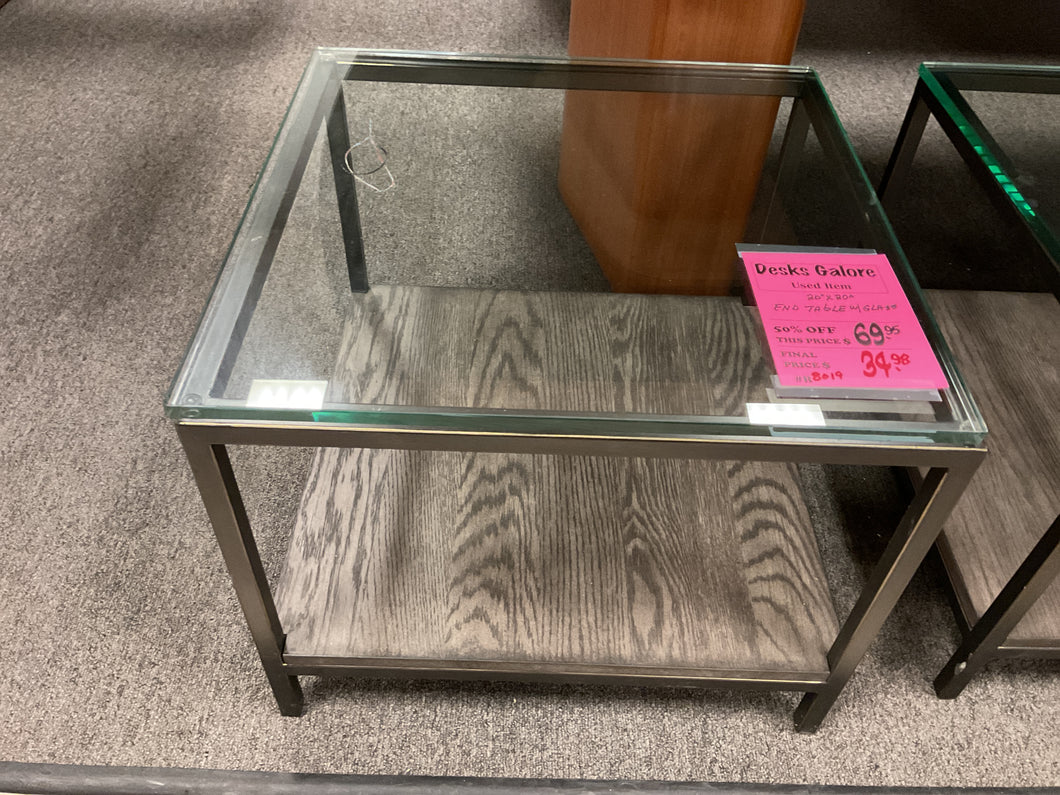 R8019 20” x 20” Gray/Glass Used Table $34.98 - 1 Only!