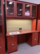 Load image into Gallery viewer, R500 5Pc Cherry Used Desk/Credenza/Hutch/2-Storage Lateral Files $899.95