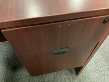 Load image into Gallery viewer, R7710 30”x 66” Mahogany L- Shaped Used Desk w/2 Files $499.98 - 1 Only