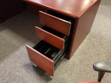 Load image into Gallery viewer, R8896 36”x 72” Cherry U-shaped Used Desk w/2 Files/Hutch $399.98 - 1 Only
