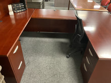 Load image into Gallery viewer, R6704 36”x 78” Cherry U-Shaped Used Desk w/Hutch/2 Files $649.98 - 1 Only
