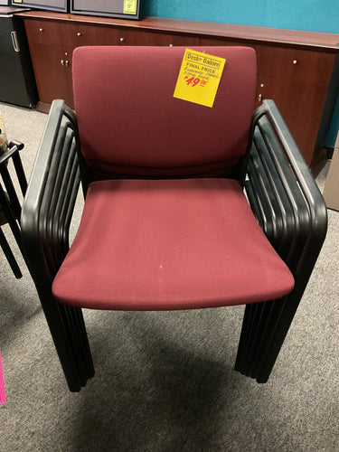 R32 Burgandy/Black Metal Stackable Used Chair $49.95