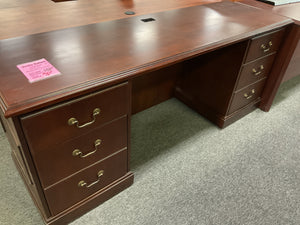 R7702 22”x 71” Mahogany Used Credenza Desk  w/2 Files $75.00 - 1 Only