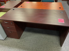 Load image into Gallery viewer, R3001 30”x 66” Mahogany Lam Used Desk w/1 File $249.98 - 1 Only