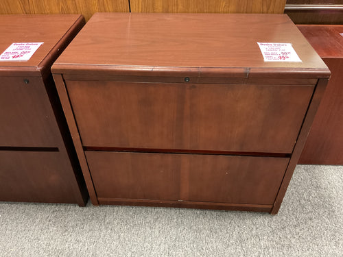 R7702 34” 2 Drawer Mahogany Lam Used Lateral File $49.98