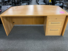 Load image into Gallery viewer, R6704 45”x 71” Pine Bow Front Used Desk w/1 File $299.98 - 1 Only