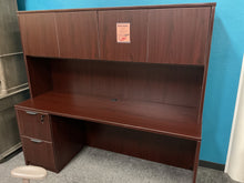 Load image into Gallery viewer, R7078 24”x 71” Mahogany Lam Used Credenza Desk w/Hutch/1 File $599.98 - 1 Only