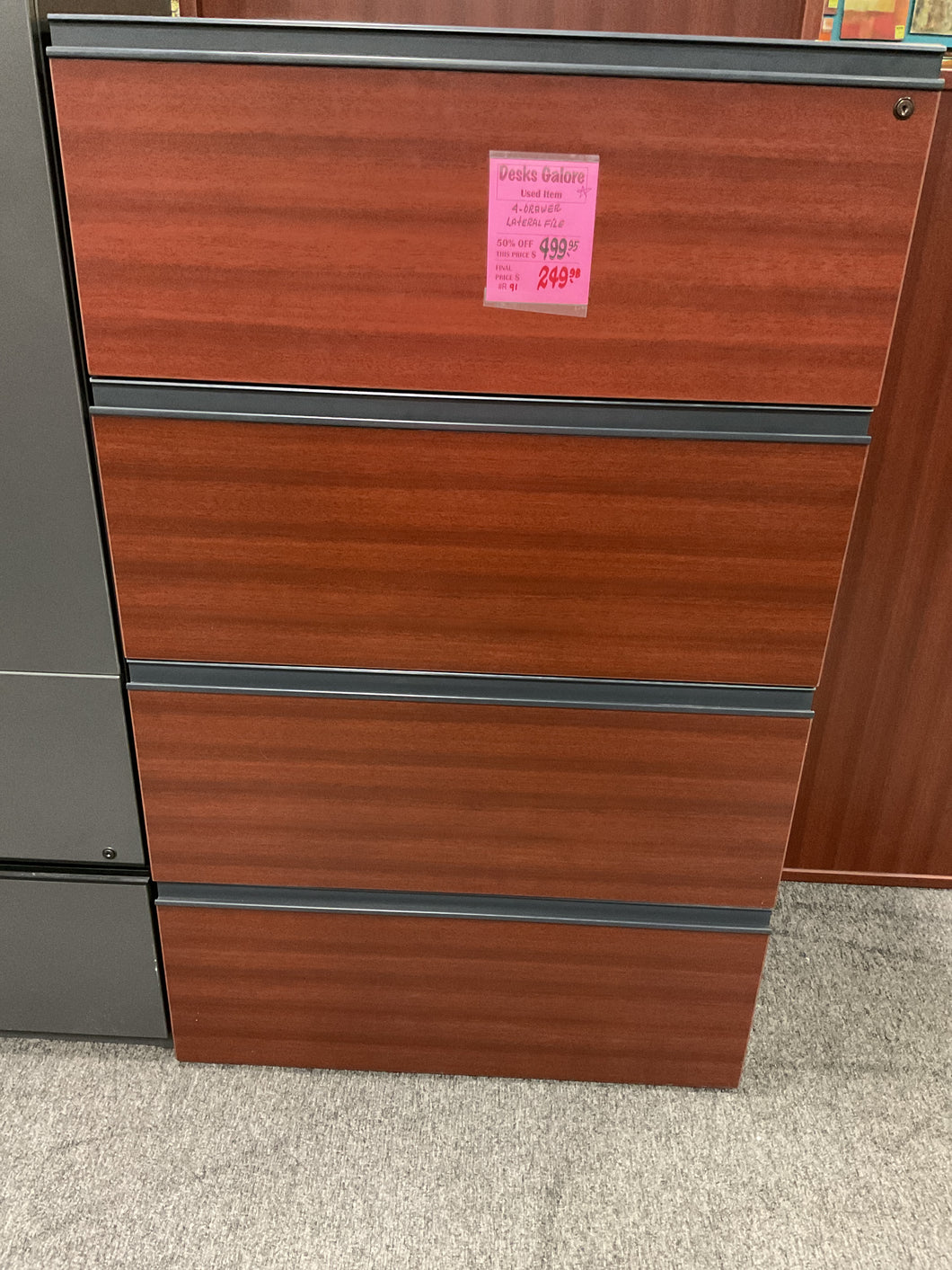 R42 Mahogany 4 Drawer Used Lateral File $249.98 - 1 Only