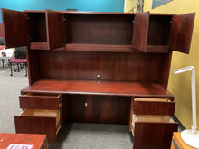 Load image into Gallery viewer, R501 21”x 72” Mahogany Used Credenza Desk w/Hutch/2 Files $99.98