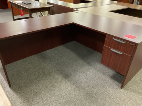 R66 30”x 66” Mahogany L-Shaped Used Desk w/1 File $599.98 - 1 Only