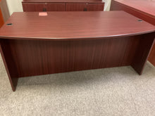Load image into Gallery viewer, R 41”x 71” Mahogany Lam Bowfront Used Desk w/1 File $399.98 - 1 Only