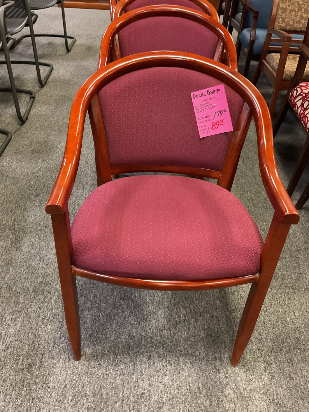 R910 Burgandy Cherry Wood Frame Used Chair $89.95