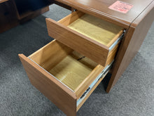 Load image into Gallery viewer, R9907 30”x 66” Oak Lam L-Shape Used Desk w/2 Files $149.98 - 1 Only