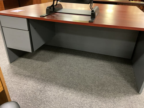 R973 36”x 72” Cherry/Gray Used Desk w/1 File $249.98 - 1 Only
