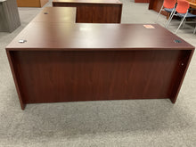 Load image into Gallery viewer, R605 36”x 71” Mahogany Lam L-Shaped Used Desk w1 File $499.98 - 1 Only