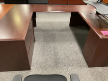 Load image into Gallery viewer, R88 36”x 72”Mahogany U-Shaped Used Desk w/2 Files $249.98 - 1 Only