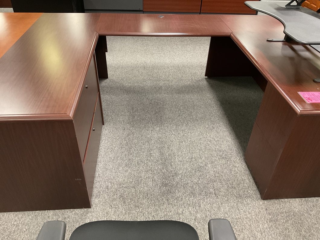 R88 36”x 72”Mahogany U-Shaped Used Desk w/2 Files $249.98 - 1 Only