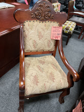 Load image into Gallery viewer, R1700 Antique Mahogany Carved Upholstered Used Chair $49.98 - 1 Only