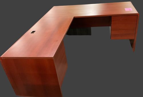 R903 30”x 66” Cherry L-Shape Used Desk w/ 2 Files $549.98 - 1 Only