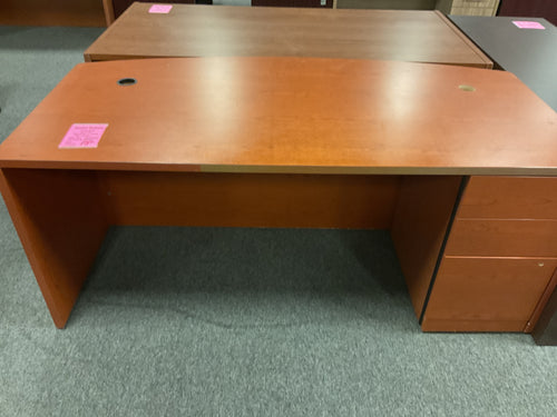 R9996 36”x 72” Cherry Bow Front Used Desk w/1 File $175.00 - 1 Only