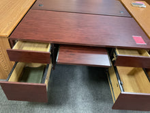 Load image into Gallery viewer, R1600 30”x 60” Mahogany Lam Used Desk w/2 Files/Keyboard Tray $299.98 - 1 Only