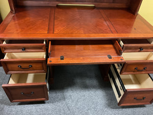 R706 36”x 72” Cherry Used Desk w/ Hutch/ 2 Files $599.98 - 1 only