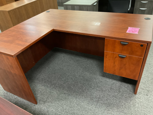 R612 Cherry Lam L-Shaped Used Desk w/1 File $399.98 - 1 Only