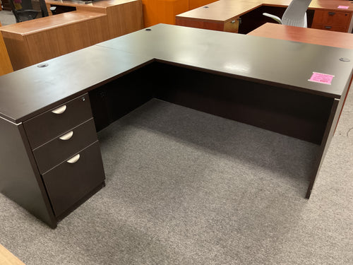 R4500 36”x 71” Espresso L-Shaped used Desk w/1 File $499.98 - 1 Only