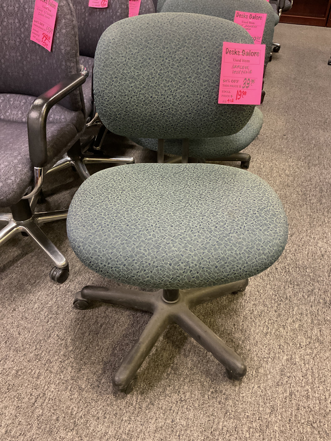 R412 Blue Task Armless Used Chair $19.98