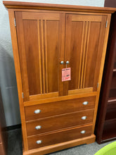 Load image into Gallery viewer, R9011 38”x 68” Bassett Pine 2 Door Used Storage Cabinet $249.98 - 1 Only